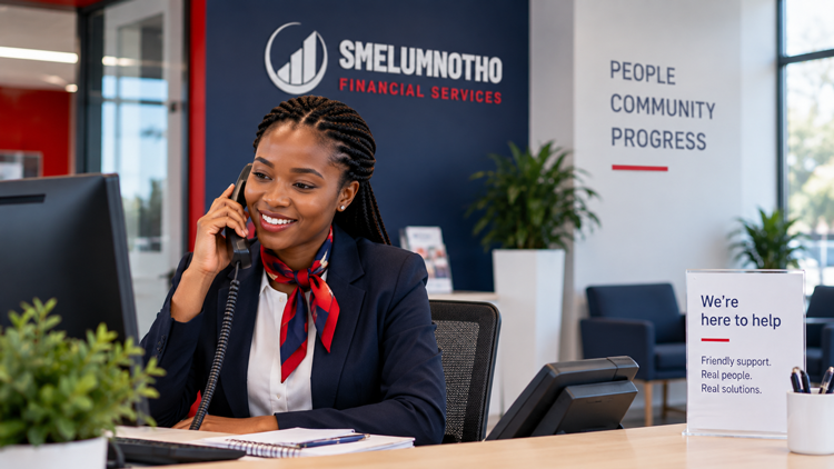 Smelumnotho staff member answering a customer support call